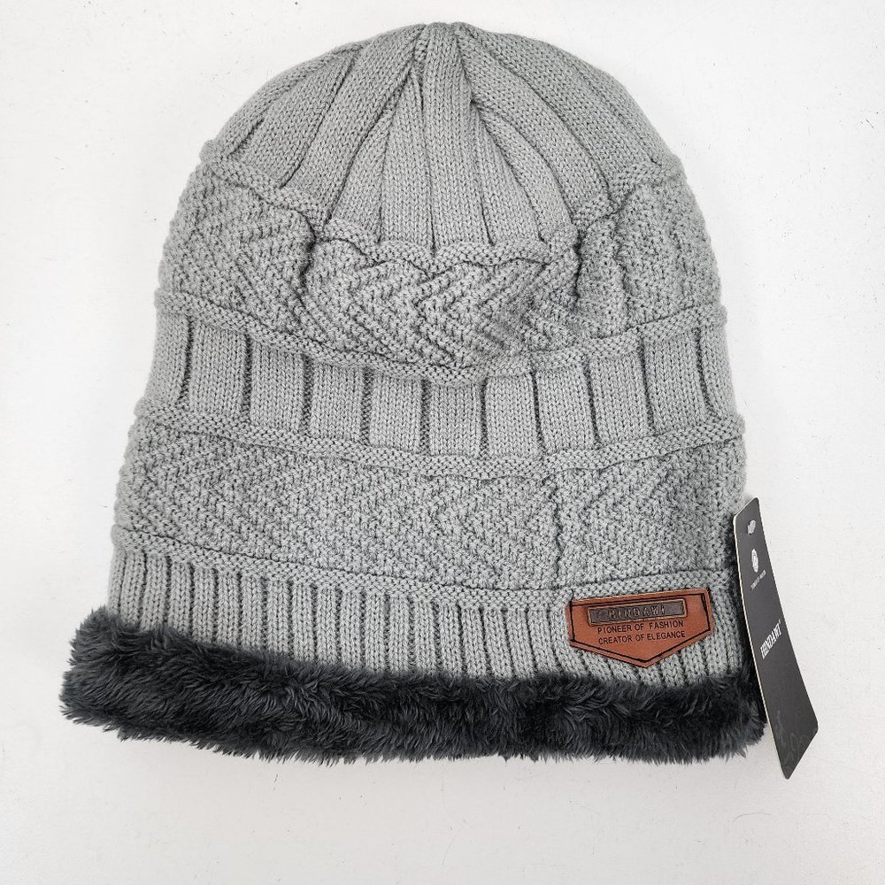 New Hindawi Womens Winter Acrylic Crochet Beanie Cap Plush Faux Fur Lined Hat